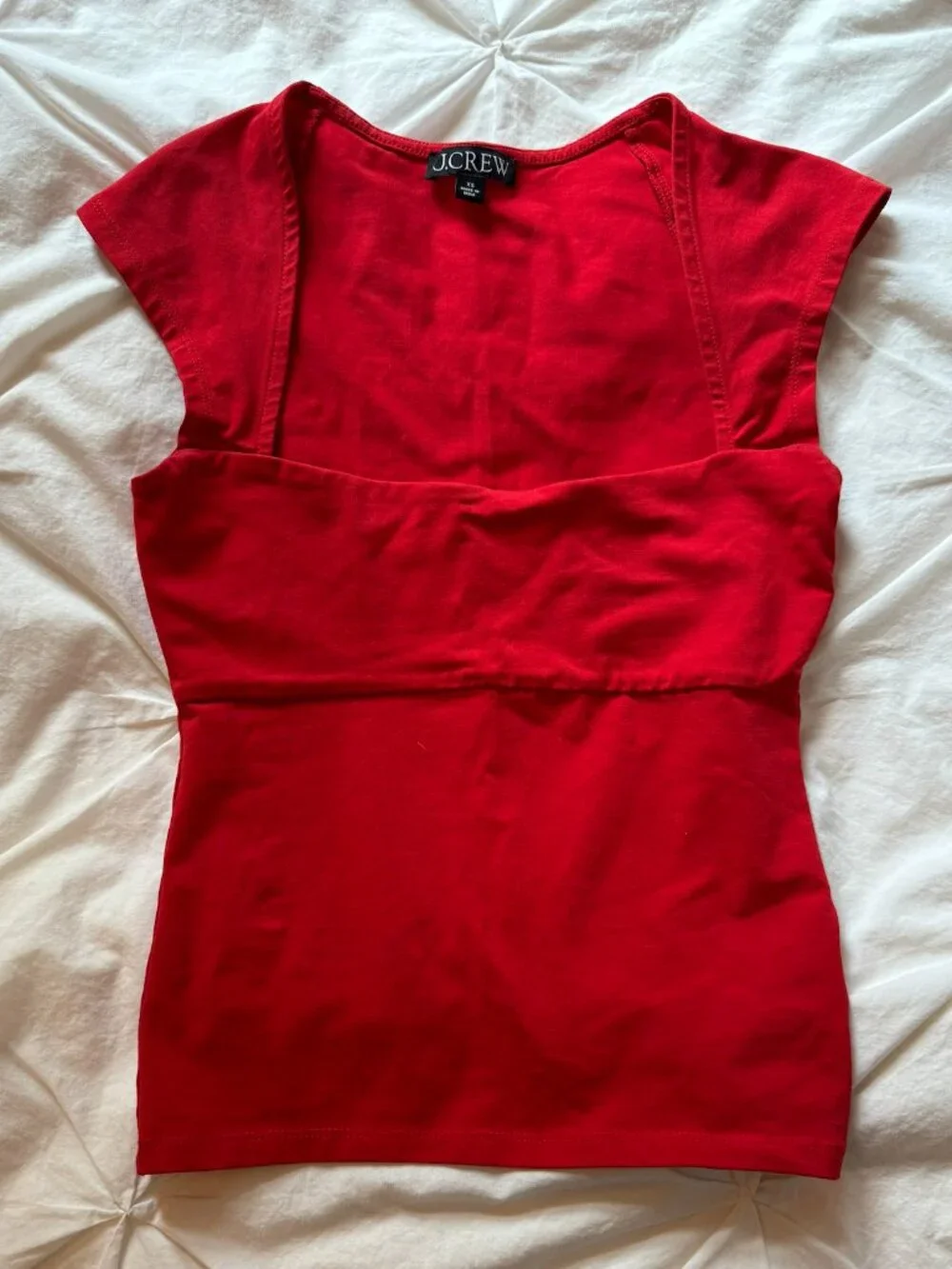 J.Crew Square Neck Cap Sleeve Stretch Top — Vintage Red — Size XS — Worn Once